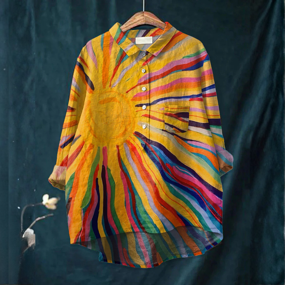 Elisa - Blusa com Estampa de Sol Radiante