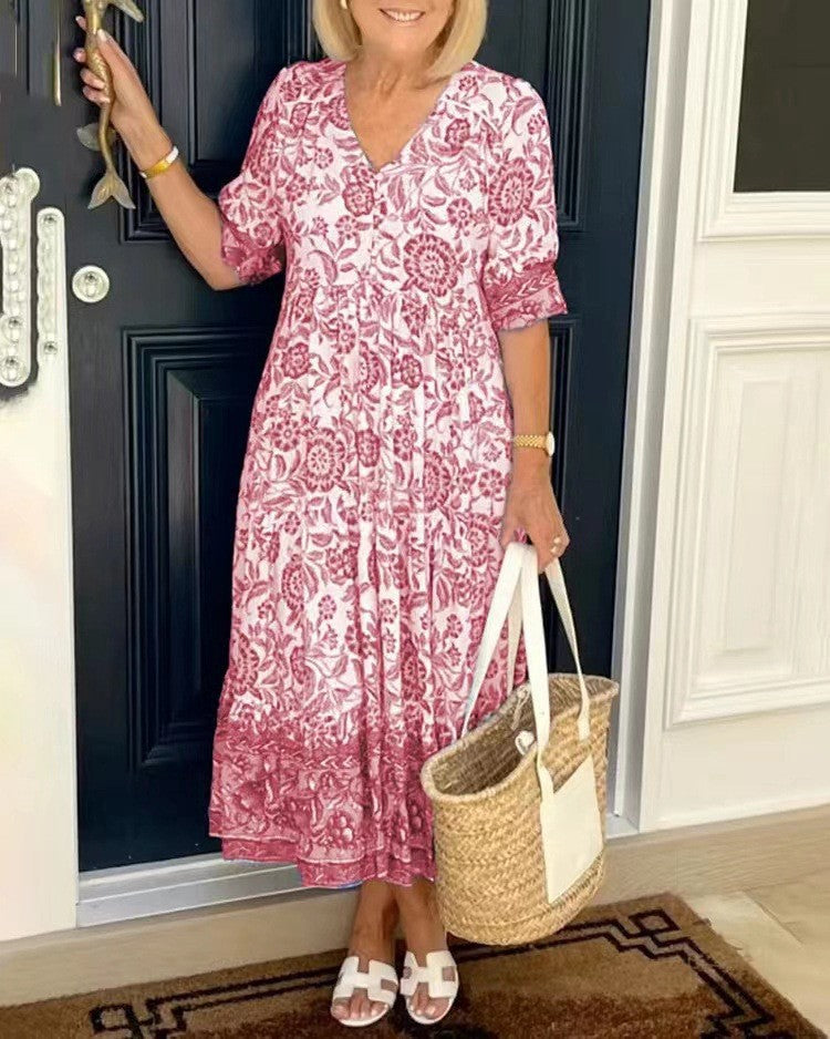 Keisha - Vestido Floral com Decote V