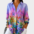 Luana - Camisa Floral com Estampa de Jardim em Degradê