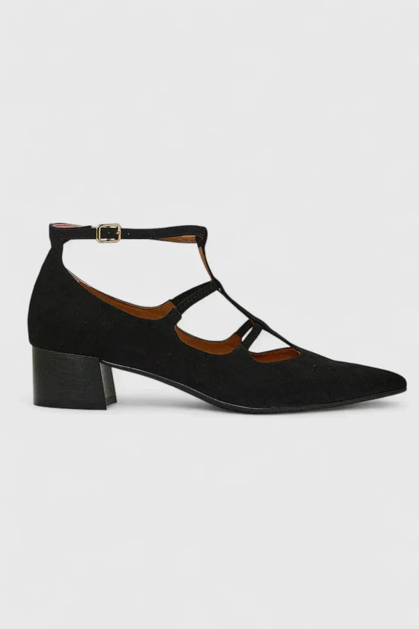 Lyn - Scarpin de Bico Fino com Tiras e Salto Bloco