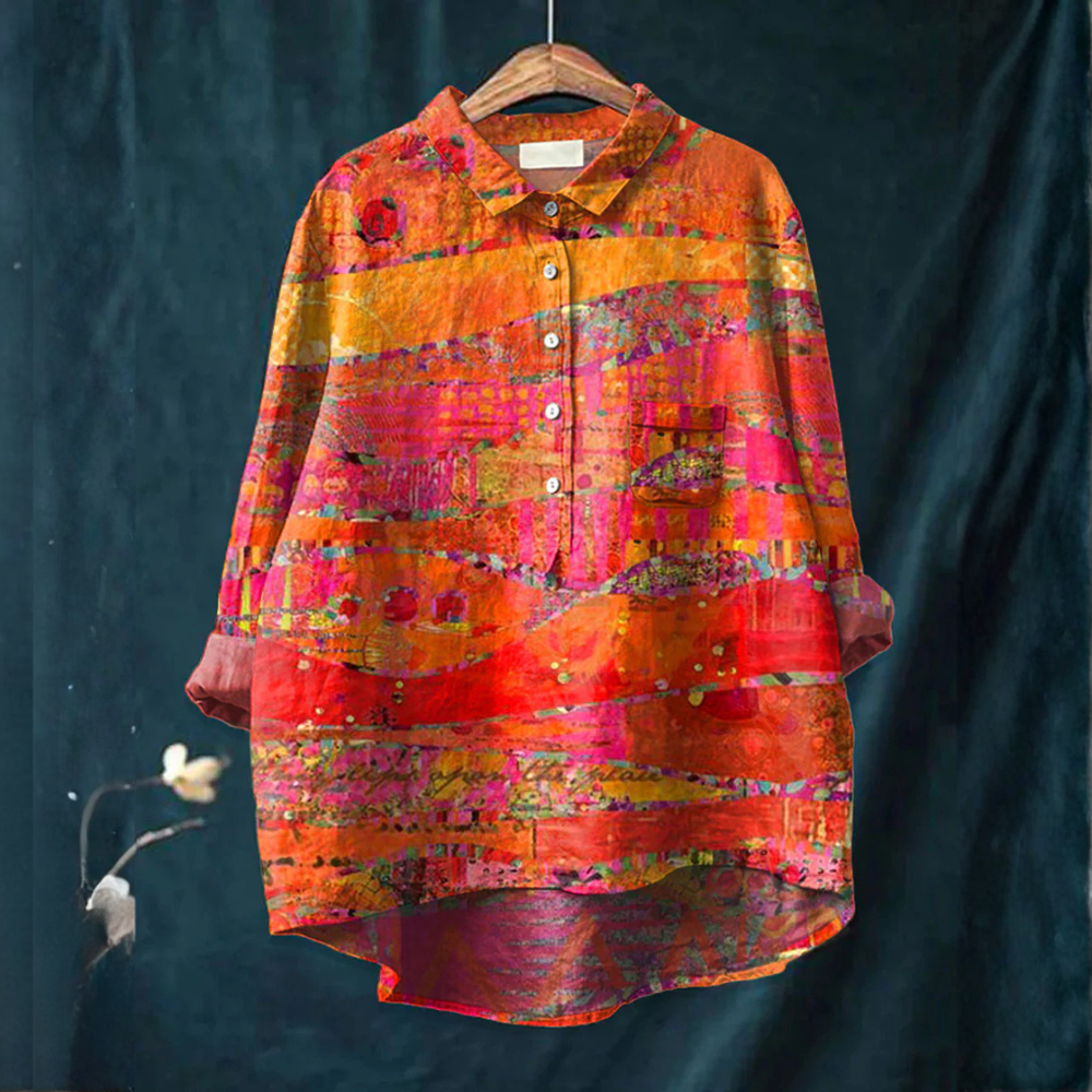 Estela - Blusa com Estampa Abstrata em Camadas