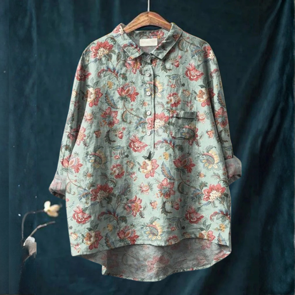 Helena - Blusa com Estampa Floral Ornamental