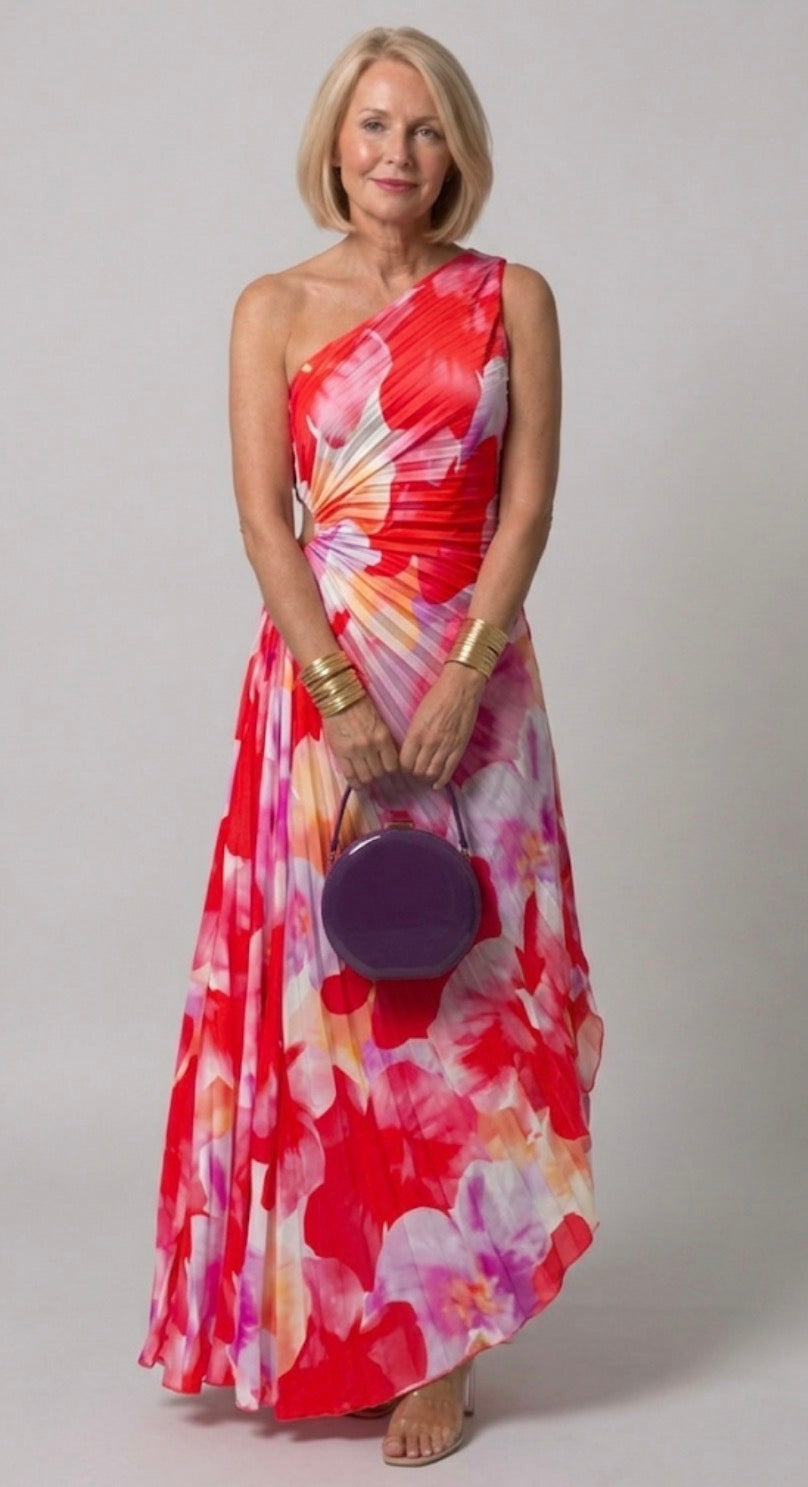 Denise - Vestido Plissado de Um Ombro Só