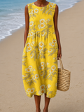 Cameron - Vestido Midi de Praia Estampado Sem Mangas