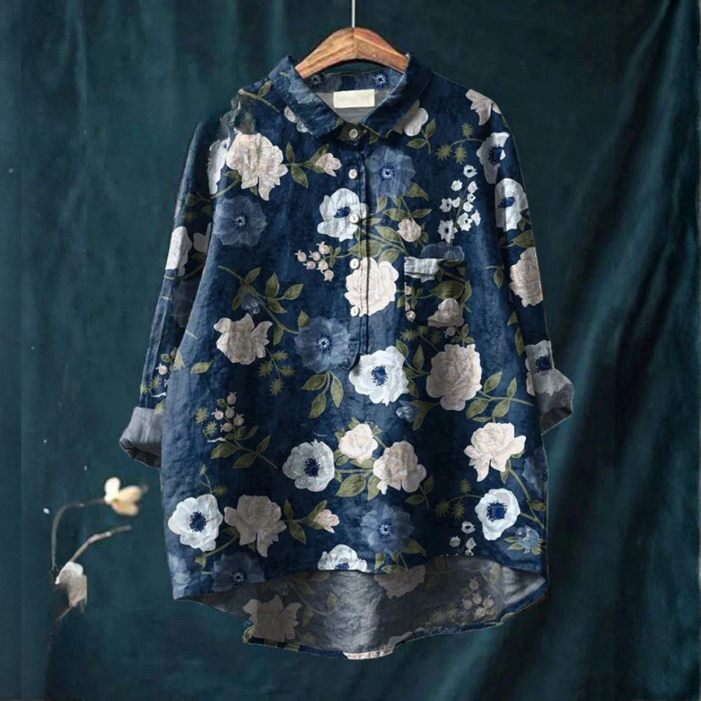 Andressa - Blusa com Estampa de Flores Volumosas