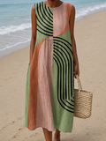 Victoria - Vestido Midi Casual Estampado Sem Mangas