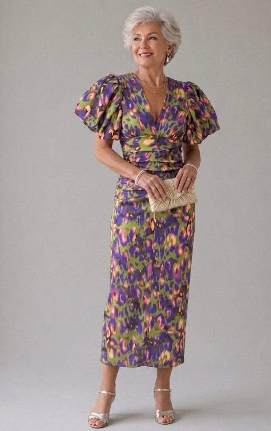 Fabiana - Vestido Midi Plissado Colorido
