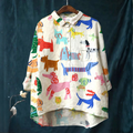 Ingrid - Blusa com Estampa de Cachorrinhos Desenhados