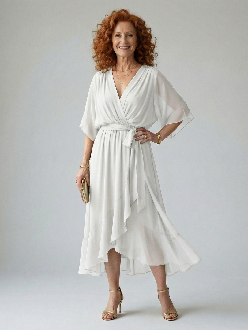 Elric - Vestido Midi Drapeado Leve