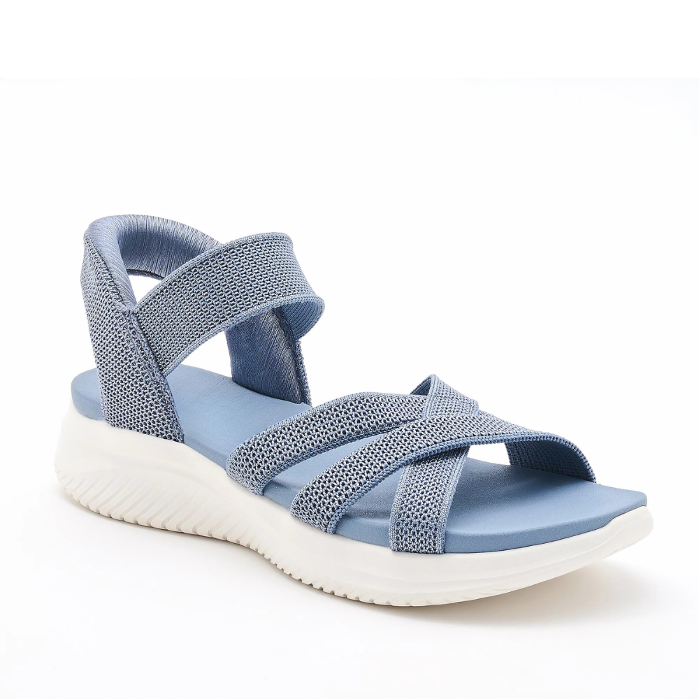 Elisa - Sandália de Malha com Tiras Cruzadas e Solado Alto