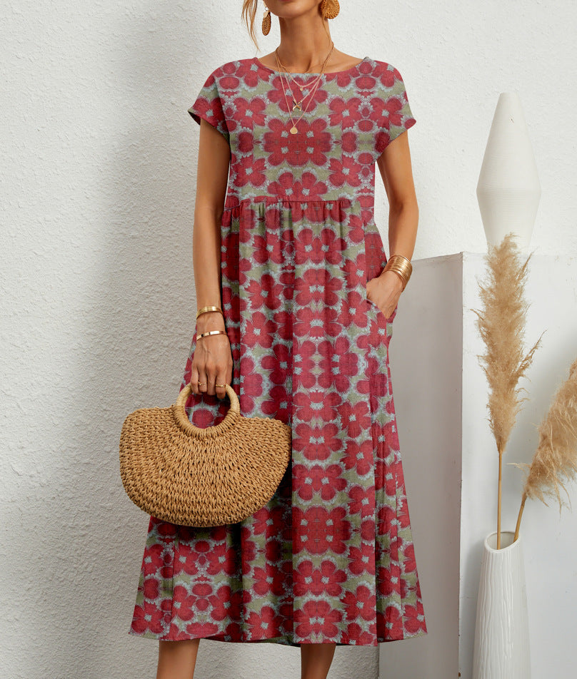 Iris - Vestido Midi De Manga Japonesa E Cintura Franzida