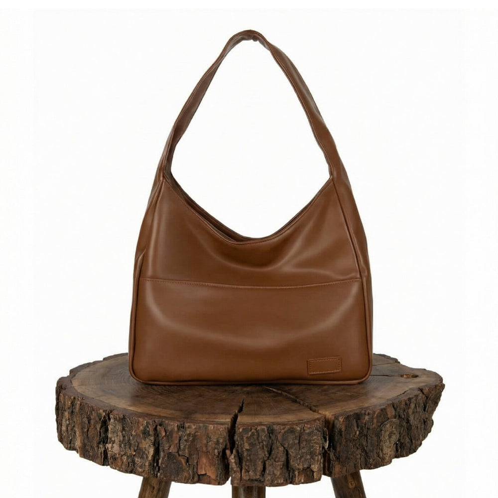 Natália - Bolsa de Ombro Hobo com Bolso Frontal
