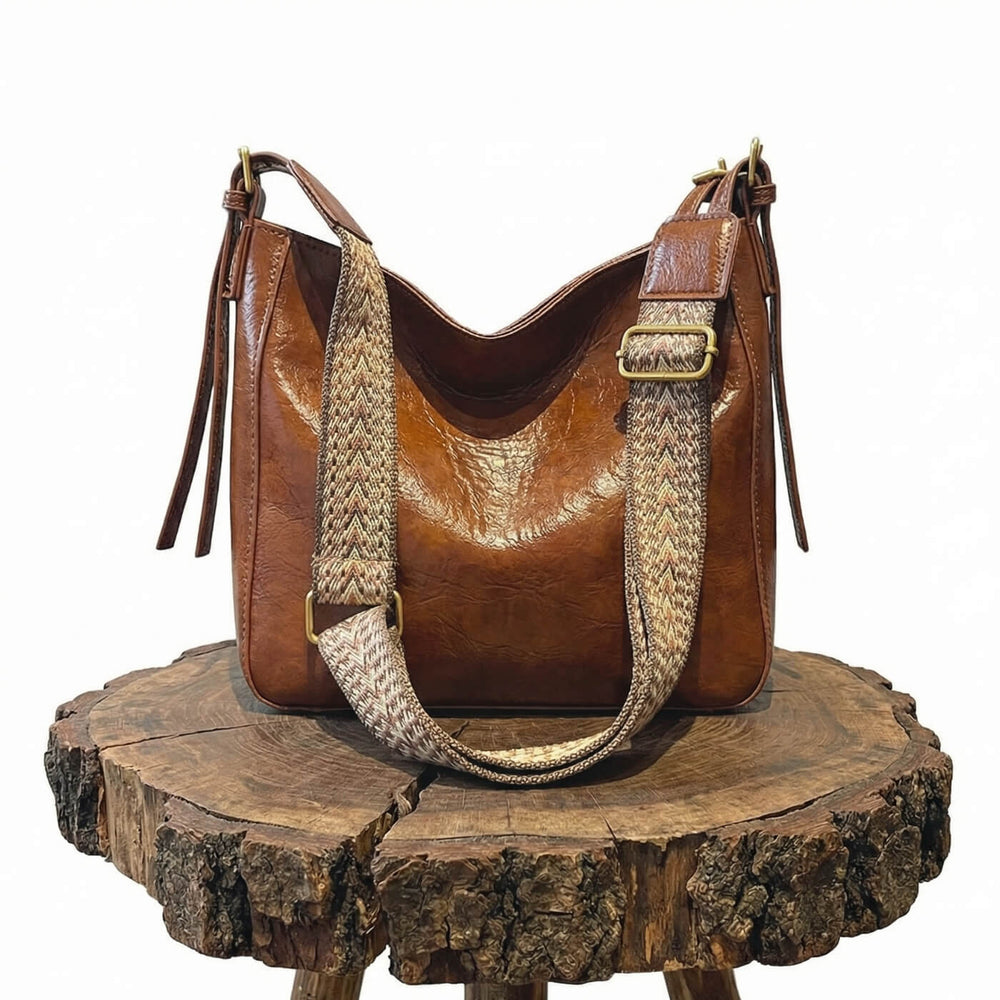 Teresa - Bolsa de Ombro com Alça Tecida e Tiras Pendentes