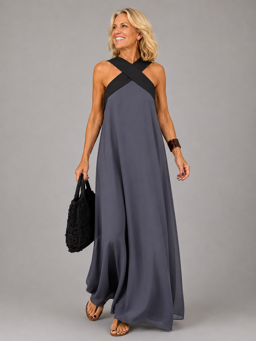 Velora - Vestido Longo Elegante Transpassado