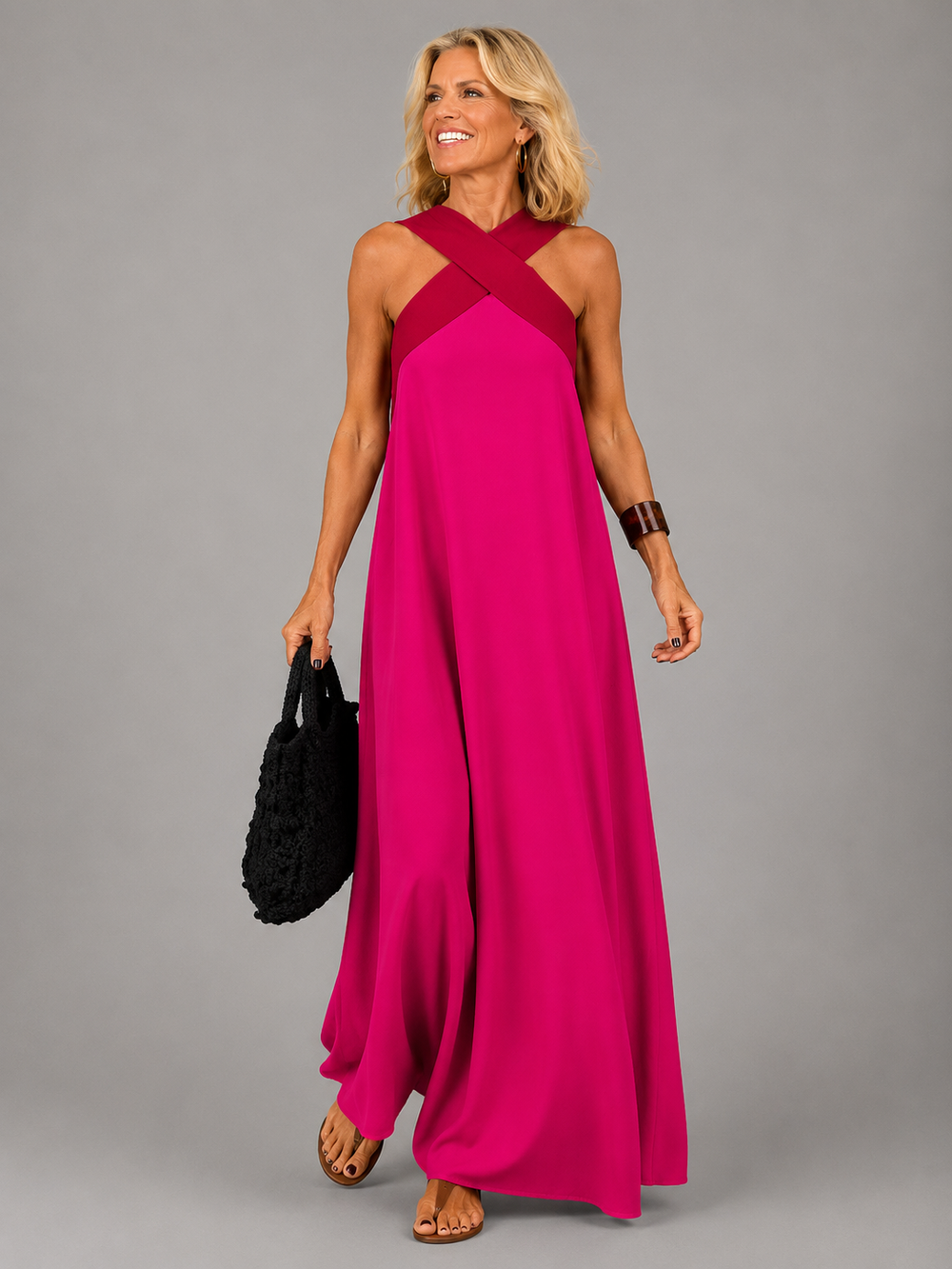 Velora - Vestido Longo Elegante Transpassado