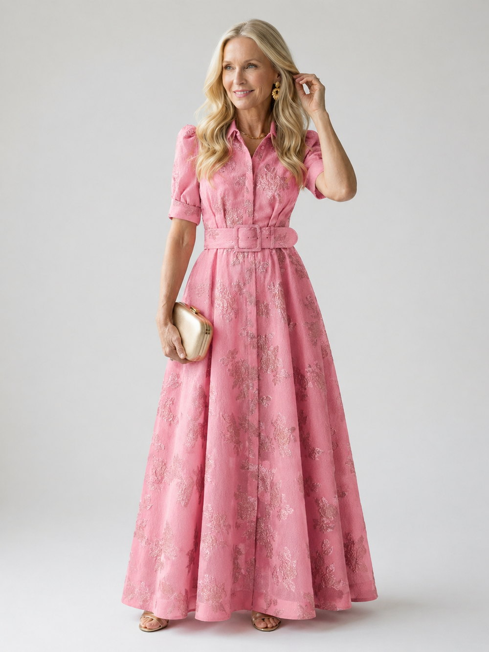 Ana - Vestido Longo Floral com Cinto