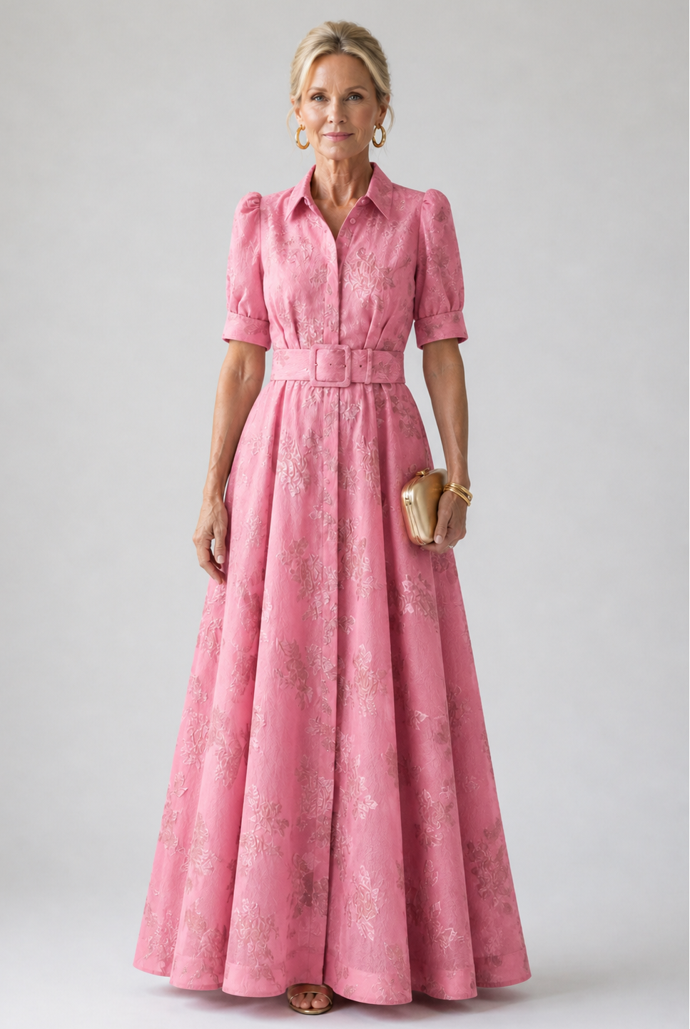 Ana - Vestido Longo Floral com Cinto
