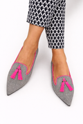 Betty - Sapatilha Xadrez de Bico Fino com Tassel