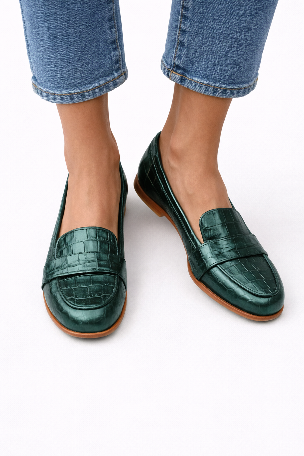 Clarisse - Mocassim de Textura Croco com Tira Frontal
