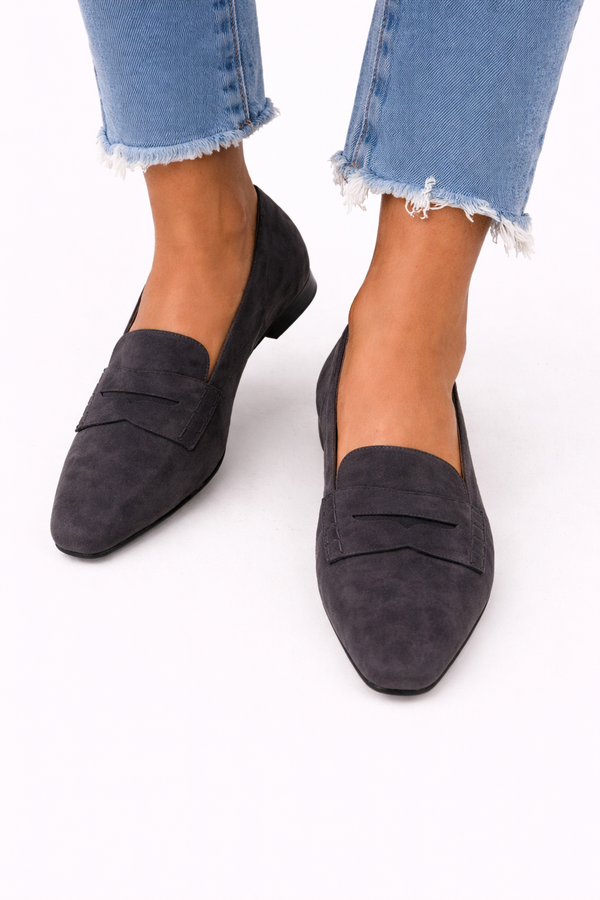 Elise - Mocassim Penny Rasteiro de Bico Quadrado Suave