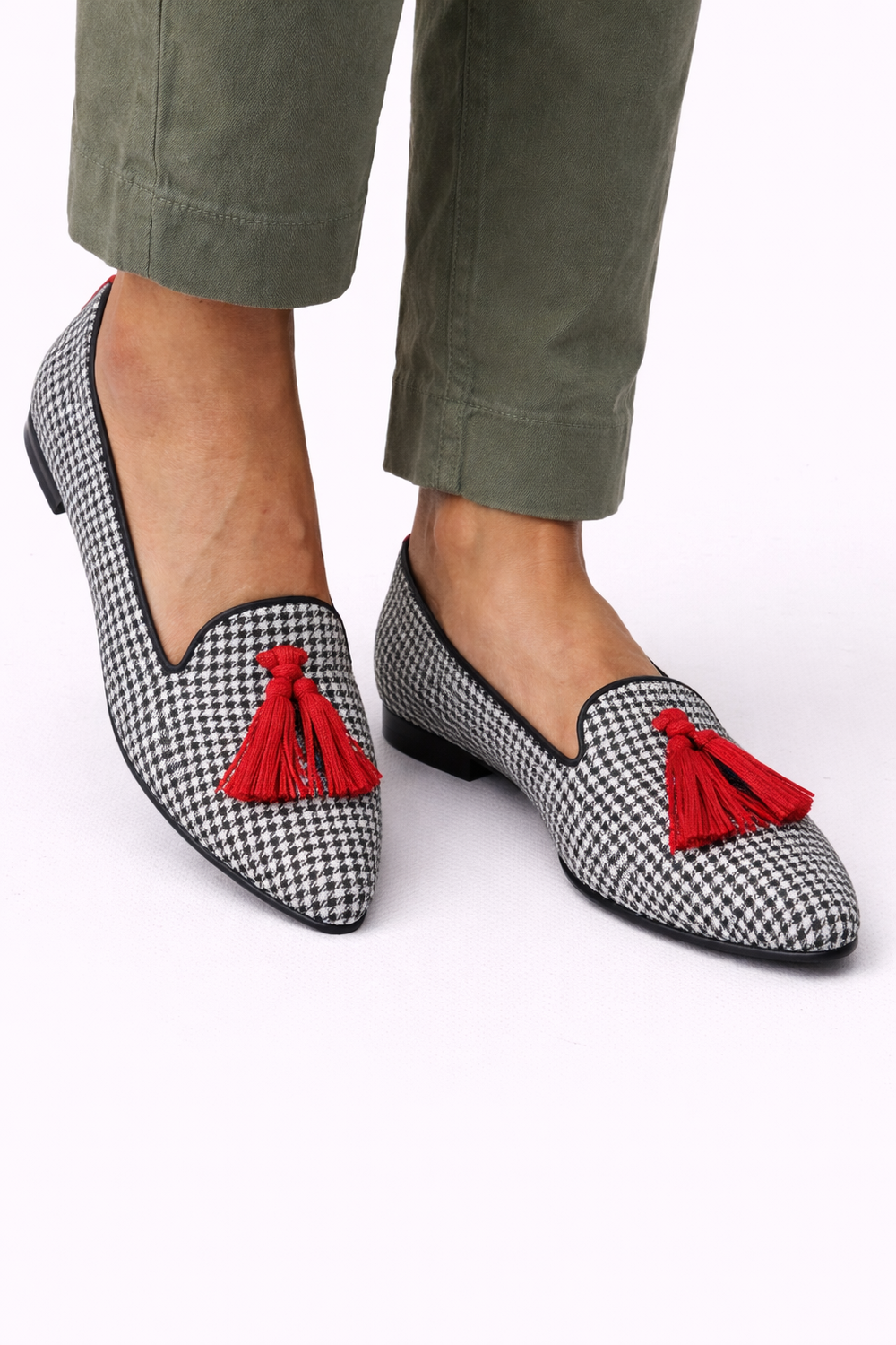 Sasha - Sapatilha Pied de Poule com Tassel