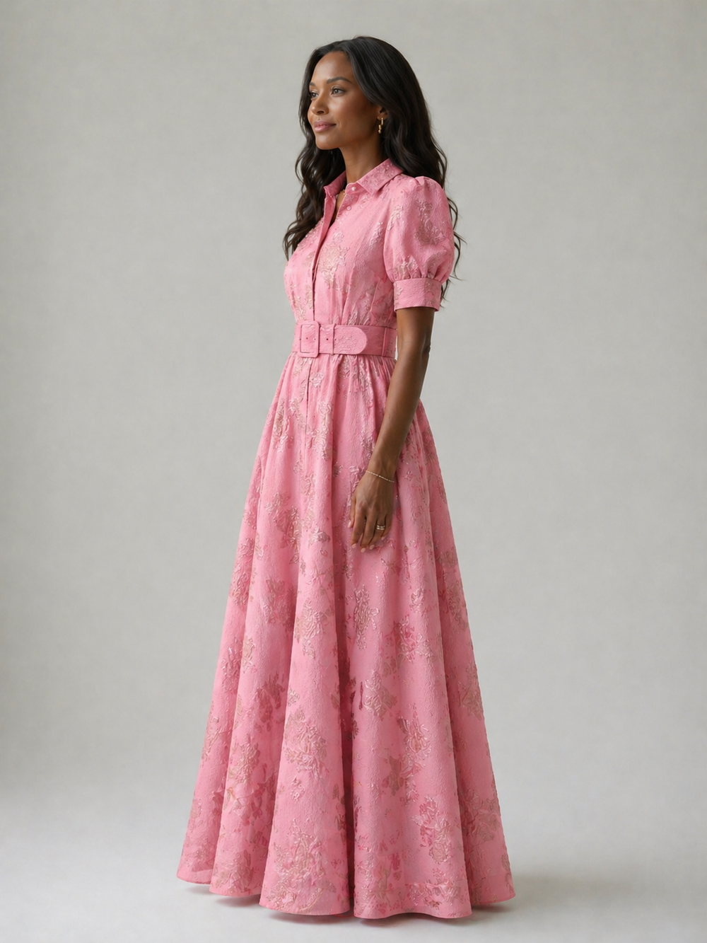 Ana - Vestido Longo Floral com Cinto