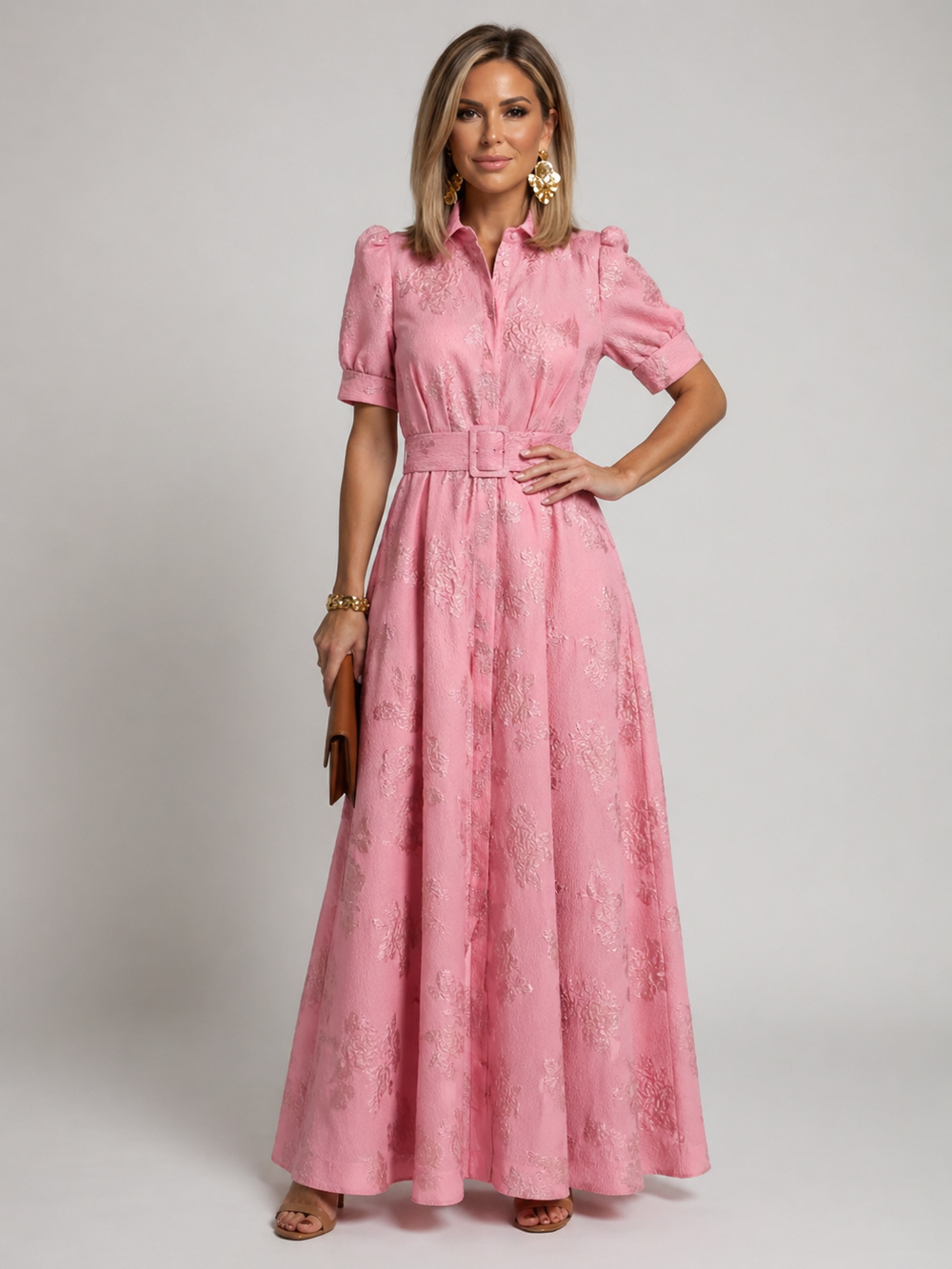 Ana - Vestido Longo Floral com Cinto