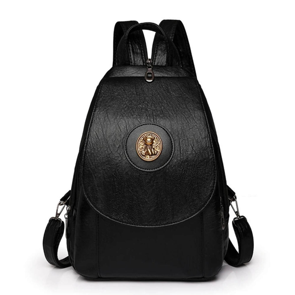 Luana - Mochila com Aba e Medalhão Metálico