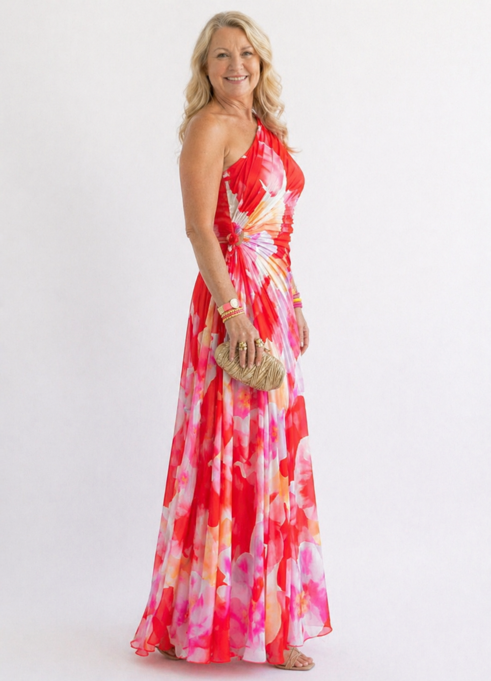 Denise - Vestido Plissado de Um Ombro Só