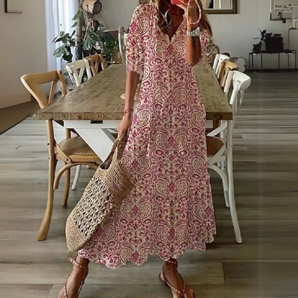 Paisley - Vestido Longo Estampa Étnica Com Cordão