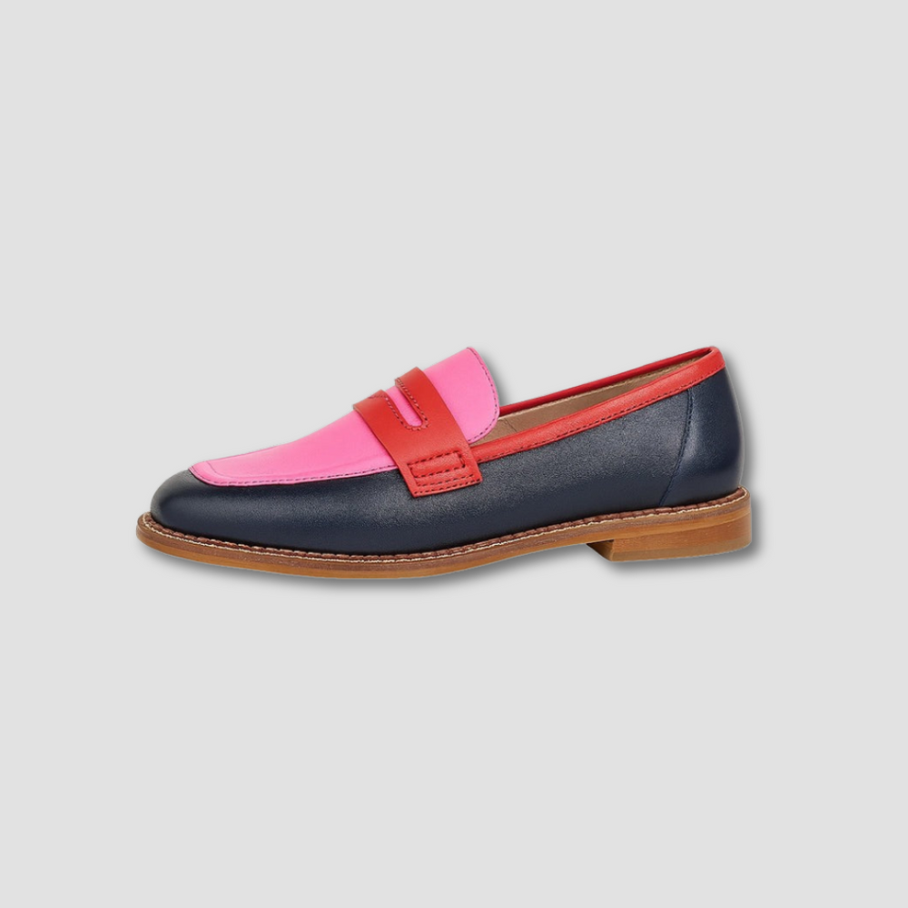Beatrice - Mocassim Penny Color Block com Vira Aparente