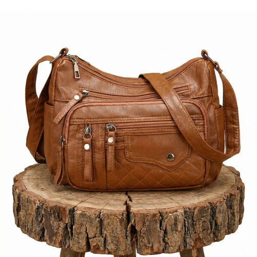 Lara - Bolsa Transversal com Bolsos e Recorte Matelassê