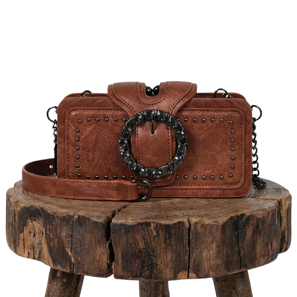 Simone - Clutch com Fivela Redonda e Tachas
