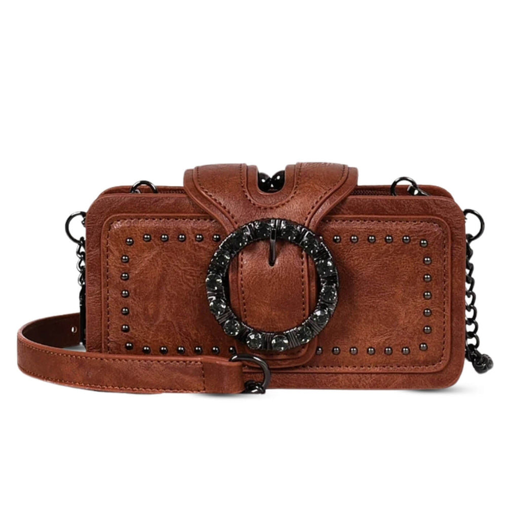 Simone - Clutch com Fivela Redonda e Tachas
