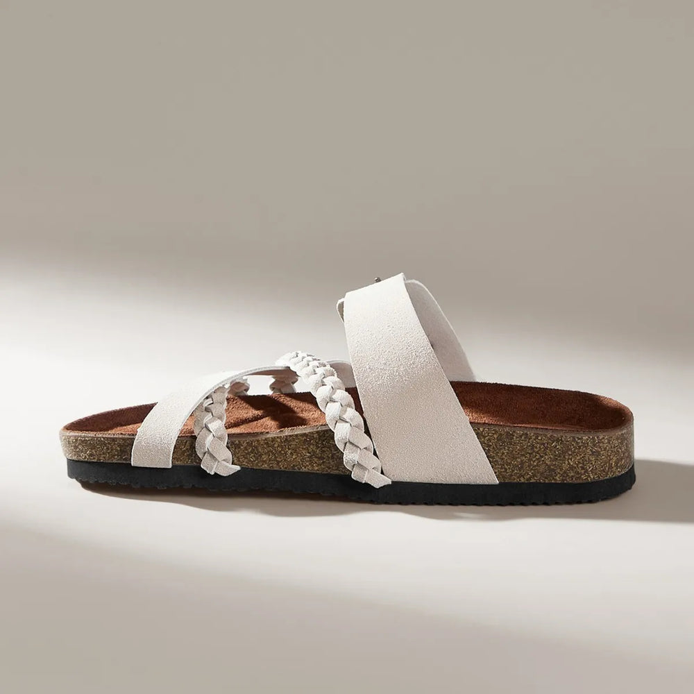 Elaine - Chinelo com Tranças, Fivela e Solado de Cortiça
