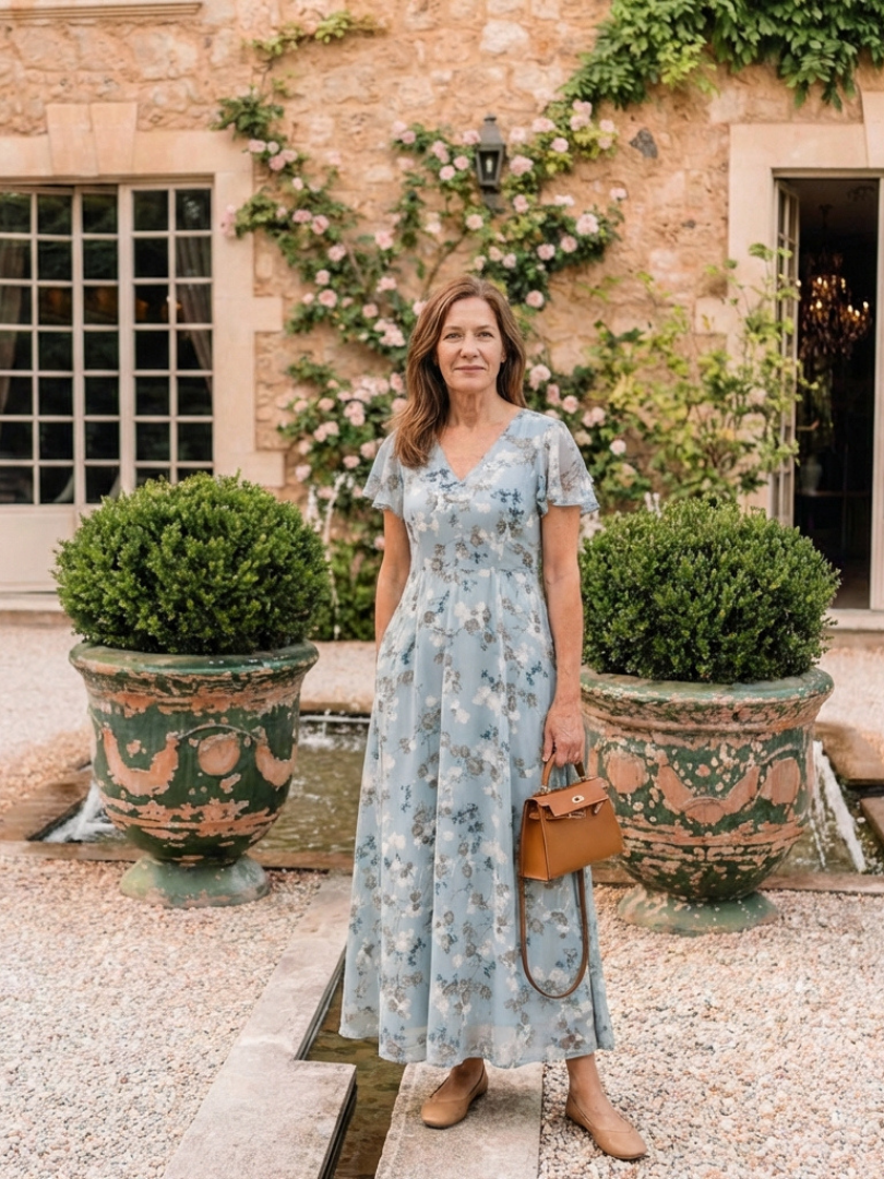 Ismeria - Vestido Longo Floral de Chiffon