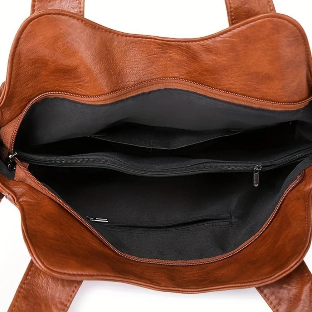 Maitê - Bolsa de Ombro com Zíperes Frontais Duplos