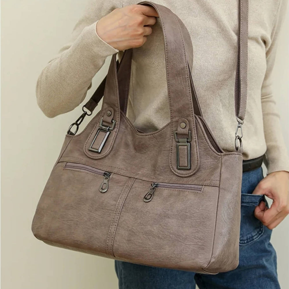 Maitê - Bolsa de Ombro com Zíperes Frontais Duplos
