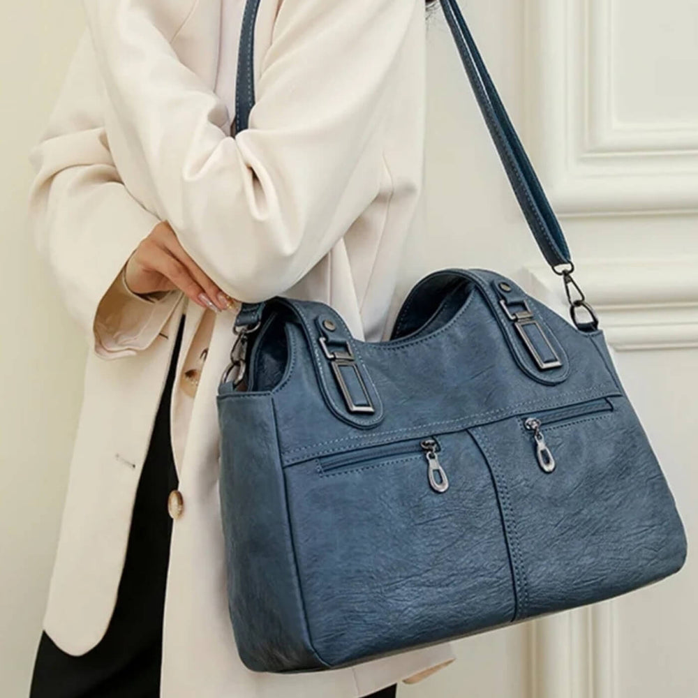 Maitê - Bolsa de Ombro com Zíperes Frontais Duplos