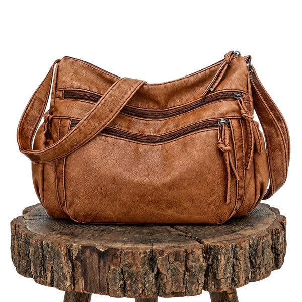 Marta - Bolsa de Ombro com Vários Bolsos com Zíper