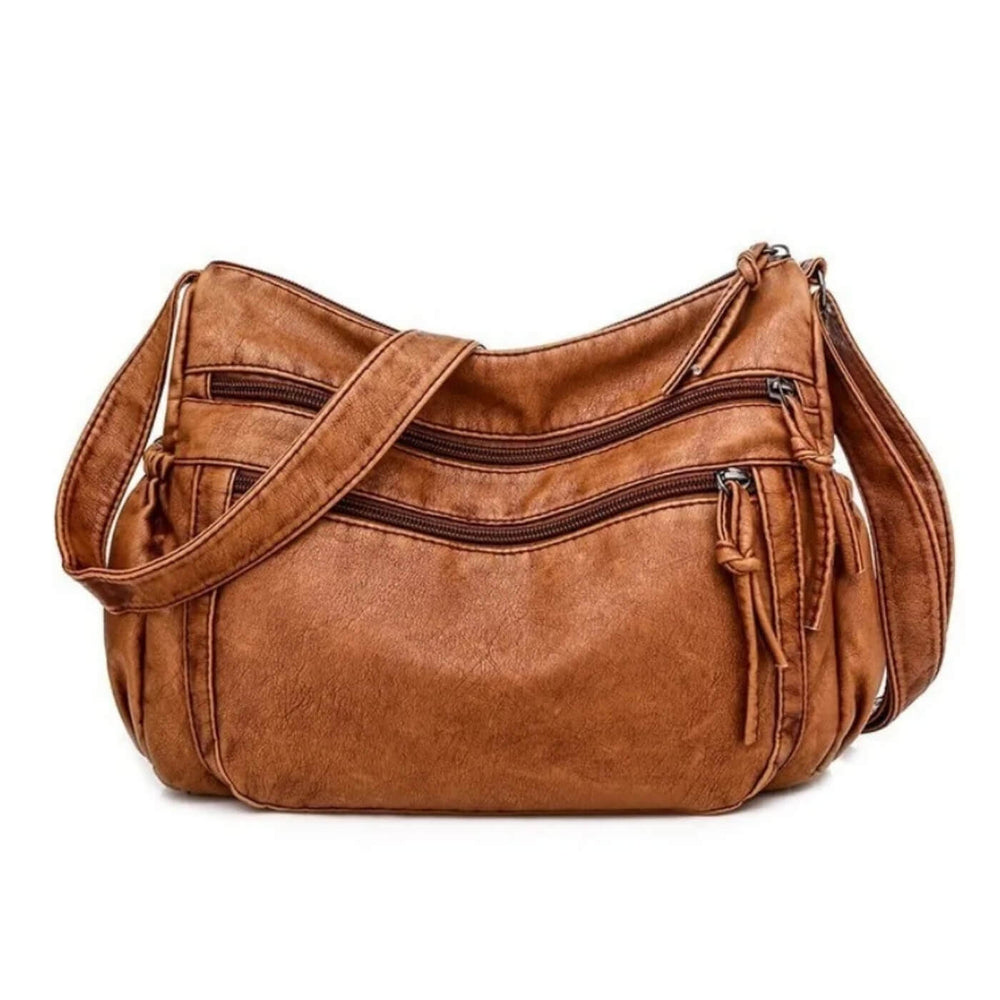 Marta - Bolsa de Ombro com Vários Bolsos com Zíper