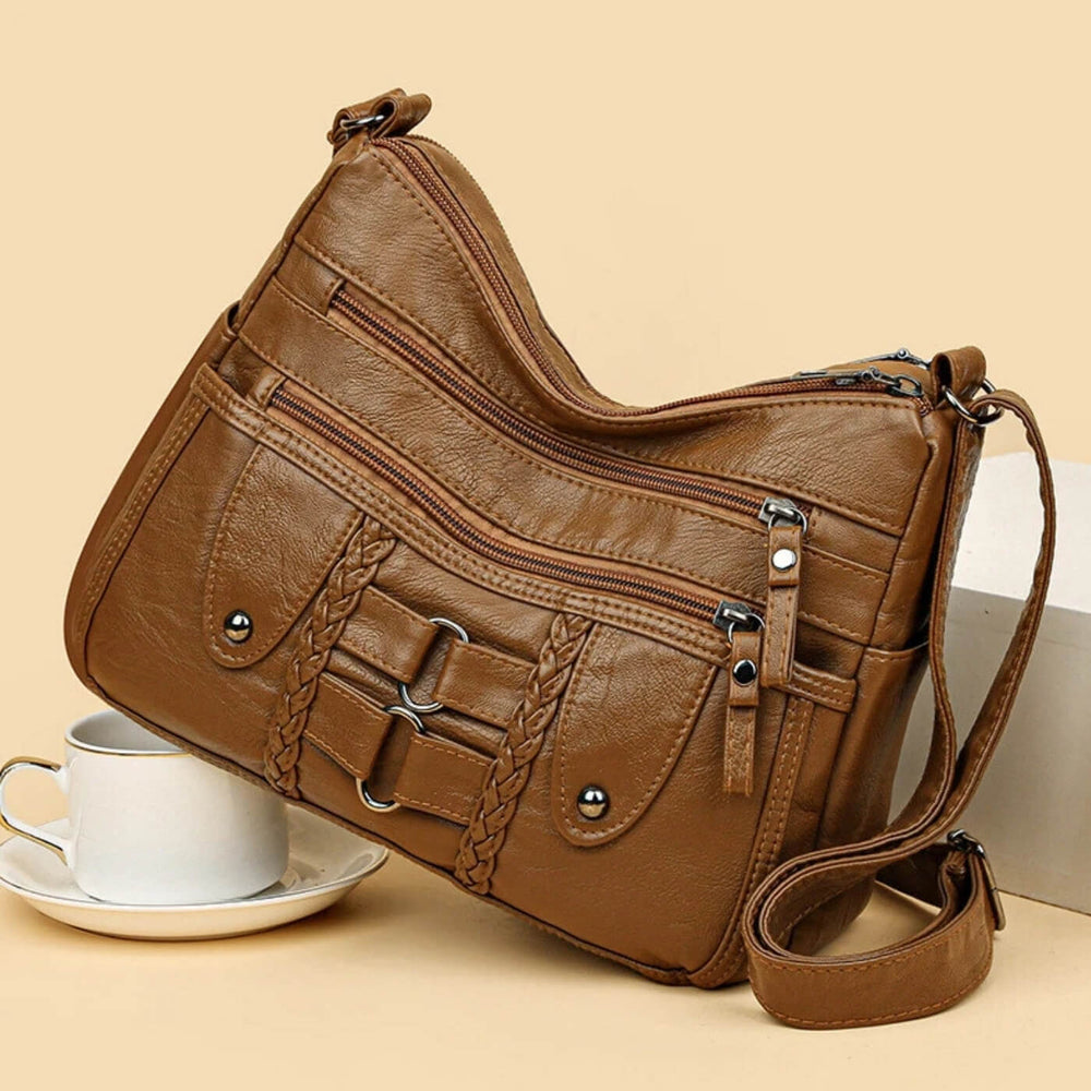 Priscila - Bolsa Transversal com Tranças e Bolsos com Zíper