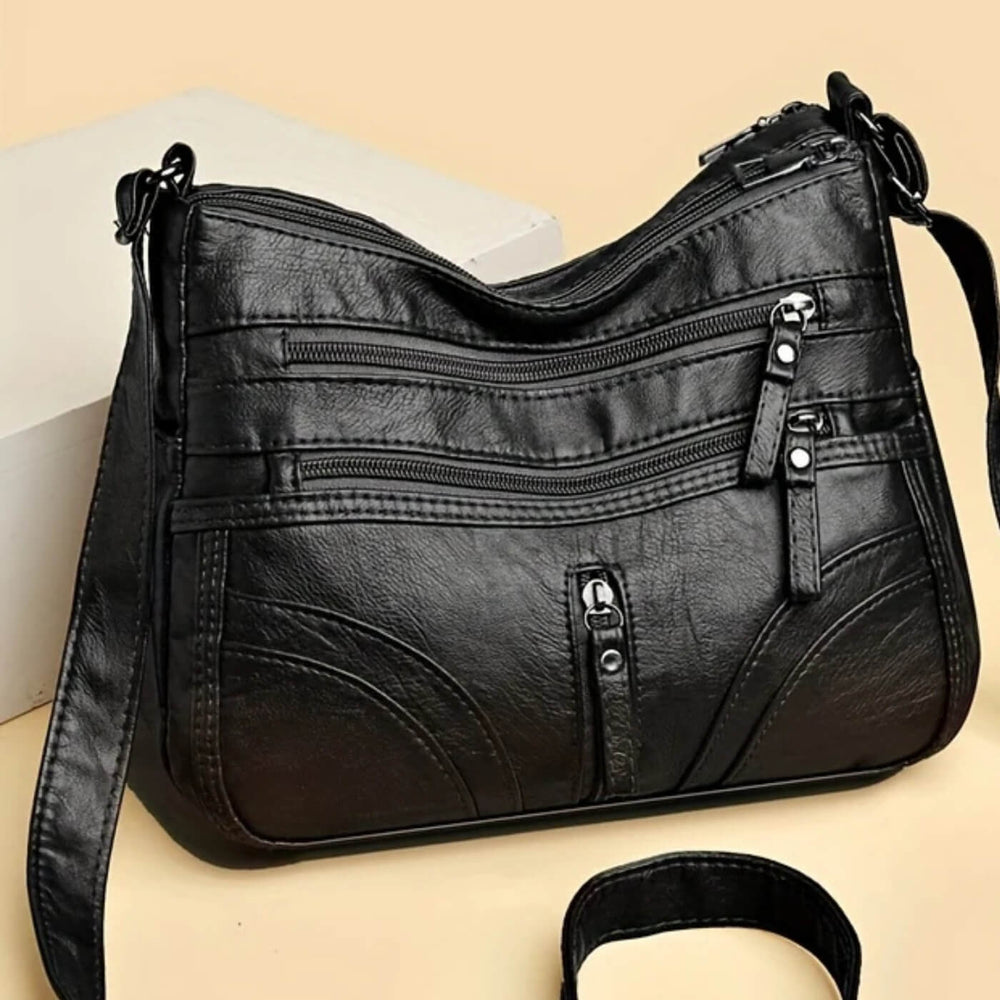 Joana - Bolsa de Ombro com Vários Bolsos de Zíper