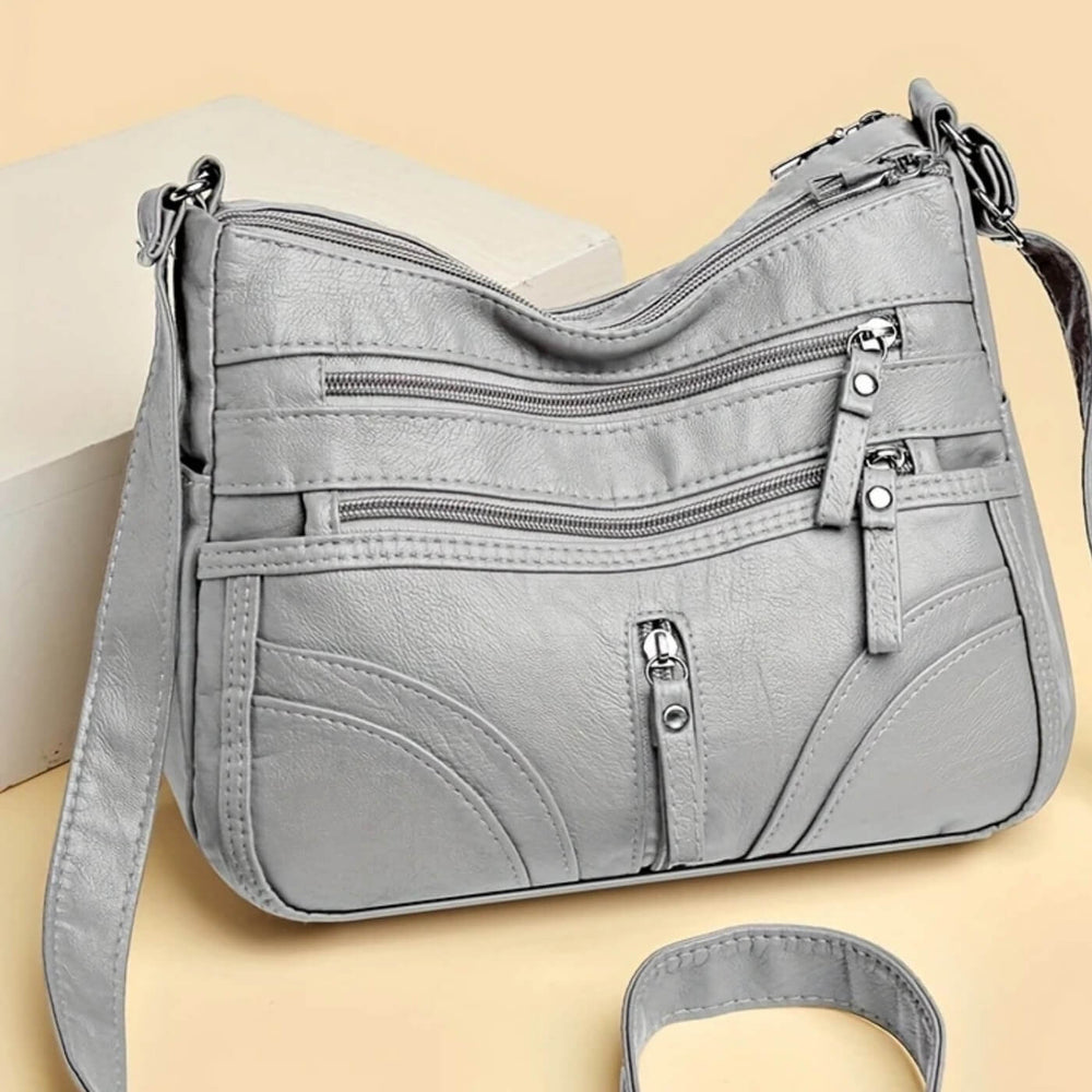 Joana - Bolsa de Ombro com Vários Bolsos de Zíper