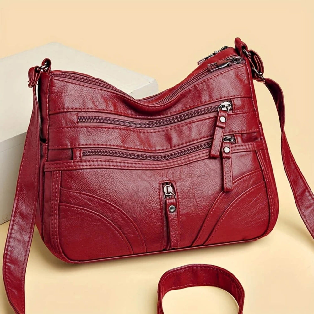 Joana - Bolsa de Ombro com Vários Bolsos de Zíper