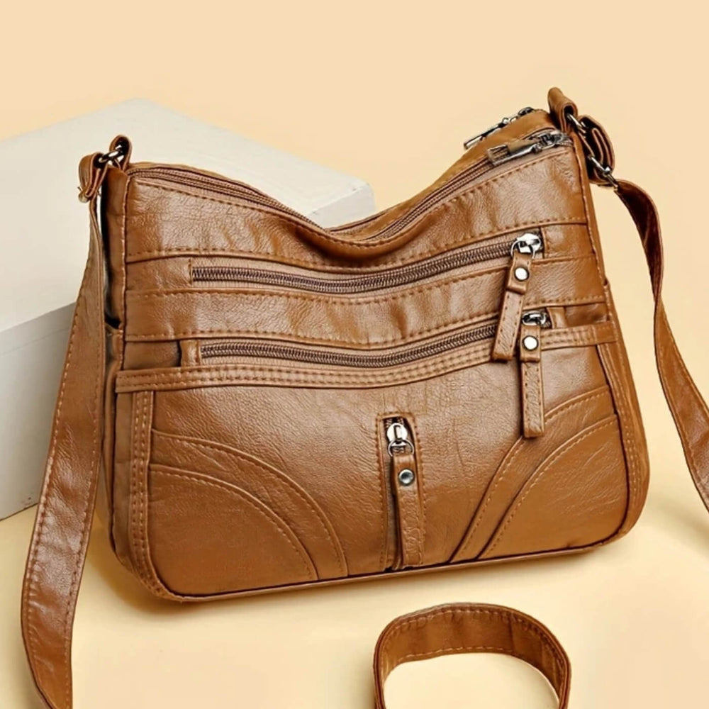Joana - Bolsa de Ombro com Vários Bolsos de Zíper