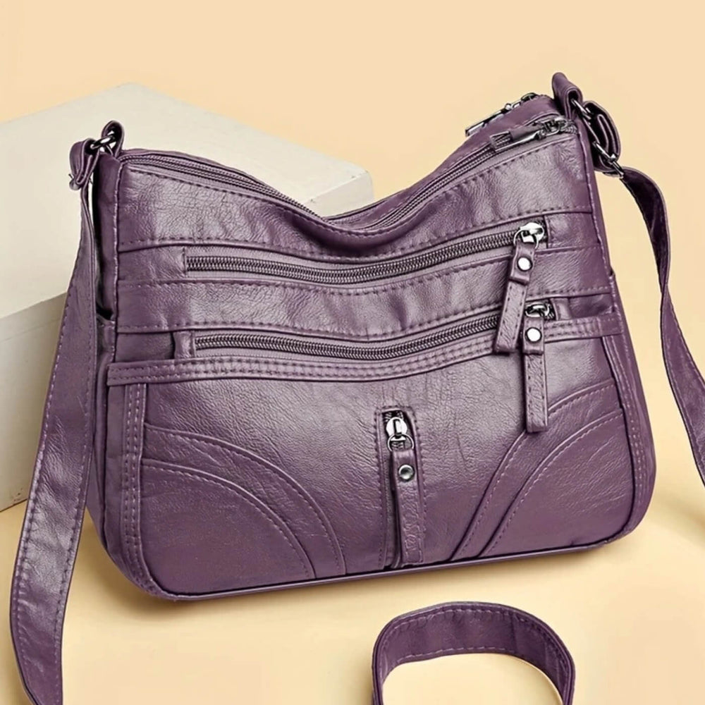 Joana - Bolsa de Ombro com Vários Bolsos de Zíper