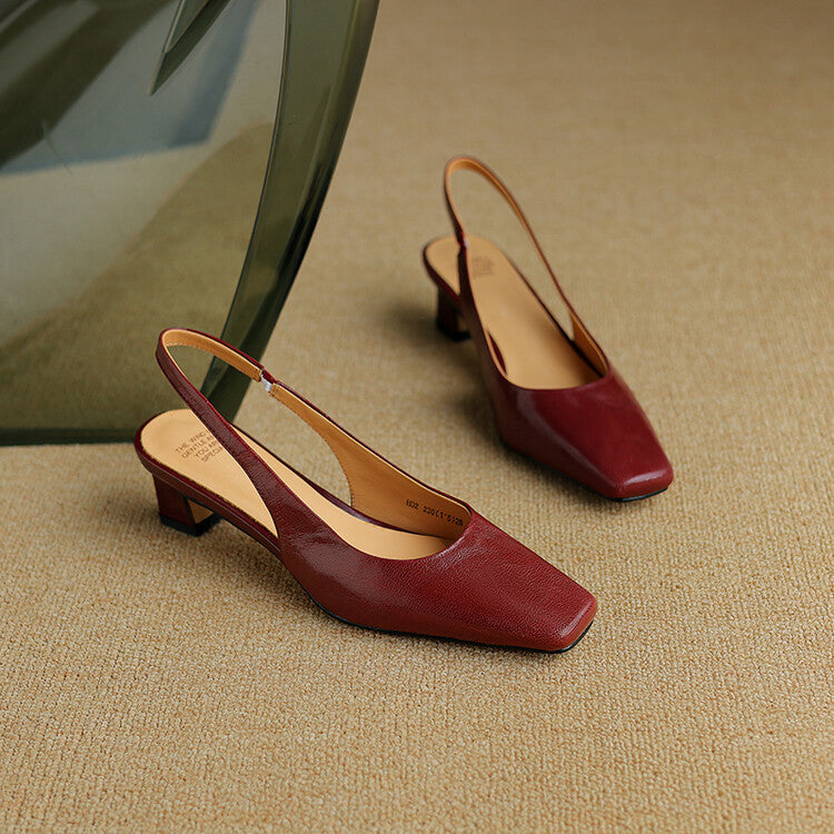 Ersa - Slingback de Bico Quadrado com Salto Baixo