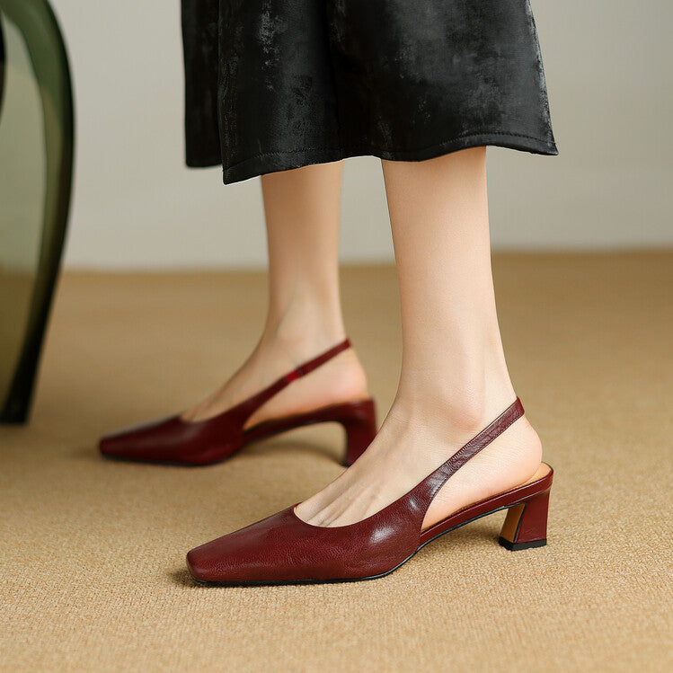 Ersa - Slingback de Bico Quadrado com Salto Baixo
