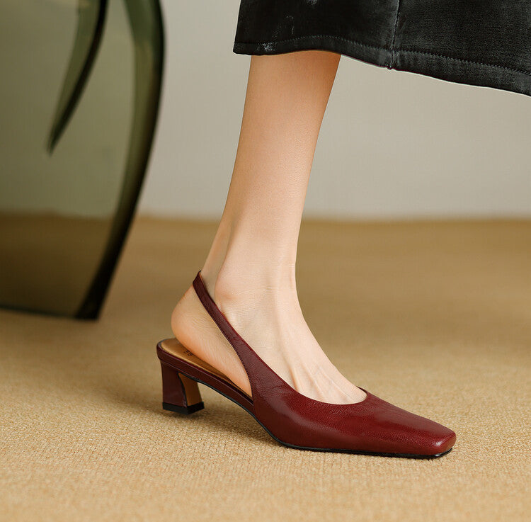 Ersa - Slingback de Bico Quadrado com Salto Baixo